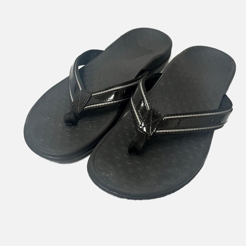 Vionic Tide Sport Black Orthotic Support Thong Sandals Size 10